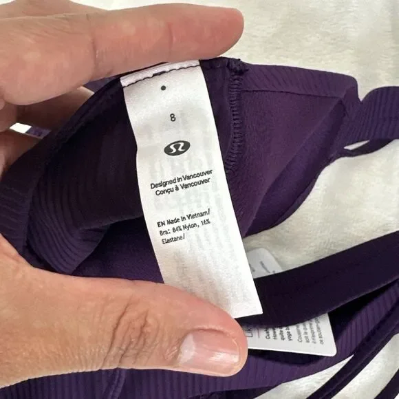 Lululemon Like a Cloud Ribbed Longline Bra D/DD Magenta NWT Rare Yoga Pilates 8 - Picture 8 of 9